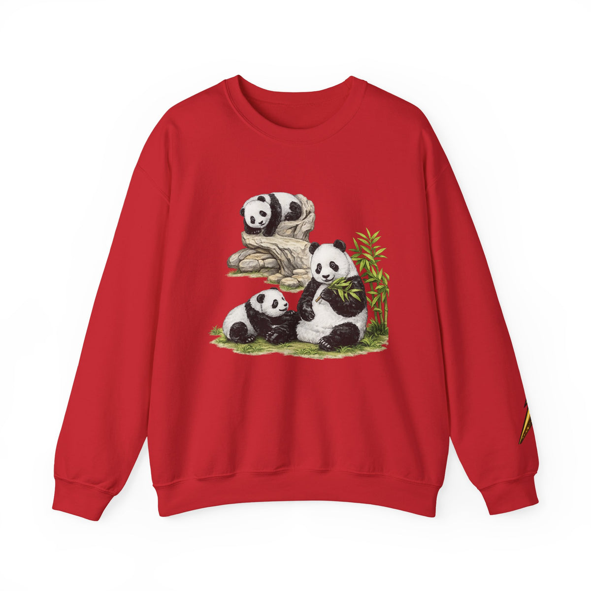 Panda Family Crewneck Sweatshirt — Cute Bamboo Bears Graphic