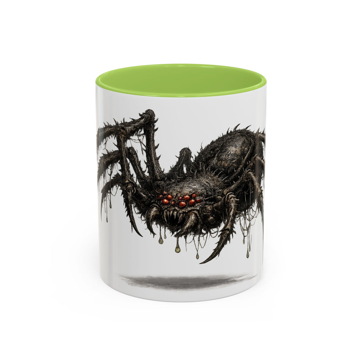 Spider Horror Accent Coffee Mug — Creepy Red-Eyed Arachnid Design (11/15oz)