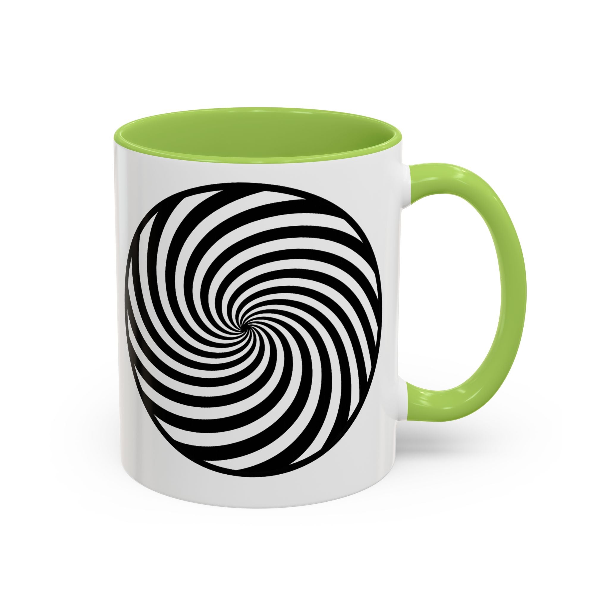 Hypnotic Swirl Accent Mug — Black & White Spiral Coffee Cup (11/15oz)