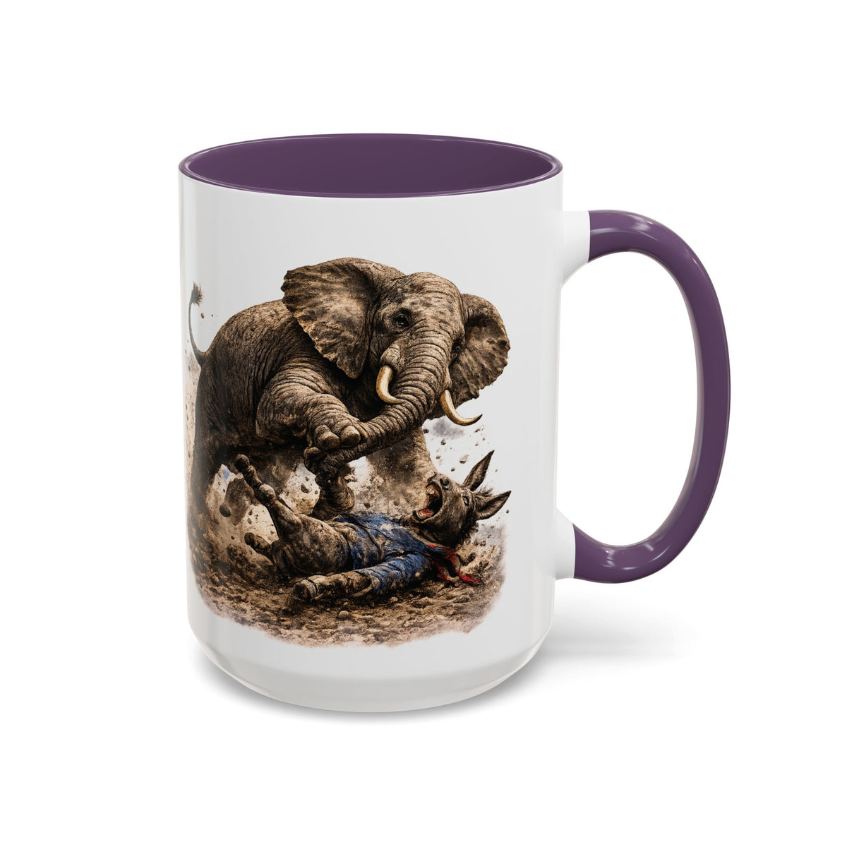 Elephant Charge Accent Coffee Mug — Dramatic Wildlife Illustration (11/15oz)