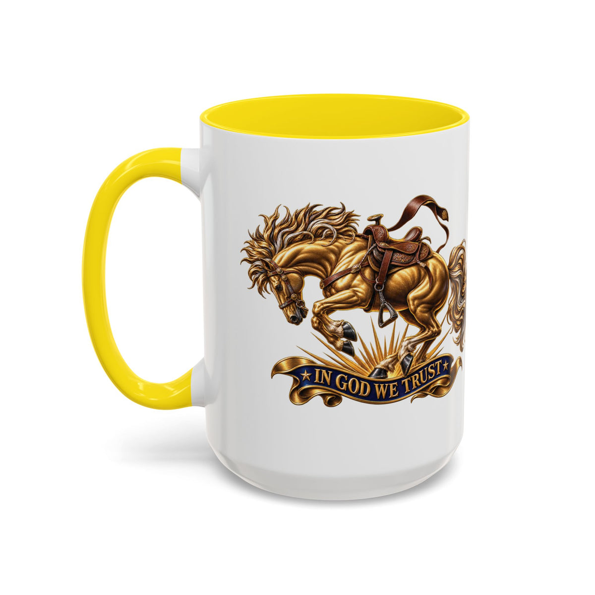 In God We Trust Golden Horse Accent Coffee Mug