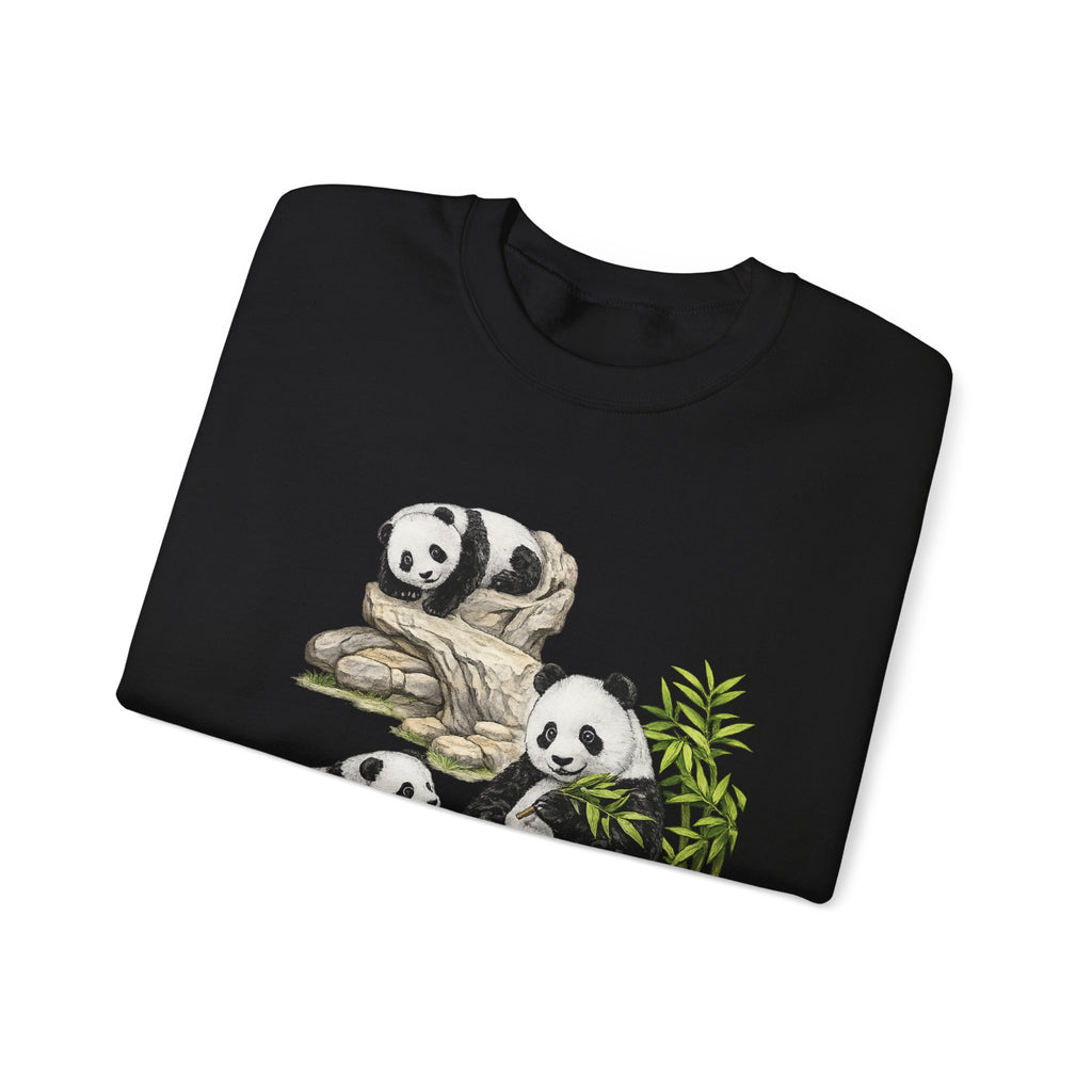 Panda Family Crewneck Sweatshirt — Cute Bamboo Bears Graphic