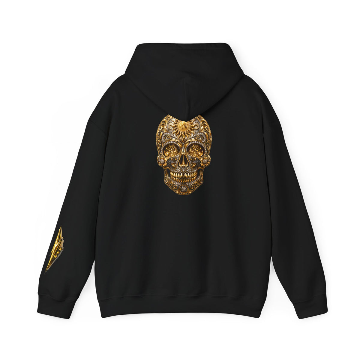 Gold Ornamental Skull Hoodie — Day of the Dead Sugar Skull Pullover