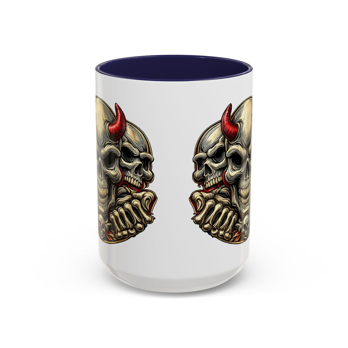 Devil Skull Accent Coffee Mug – Gothic Demon Skull Design (11/15 oz)