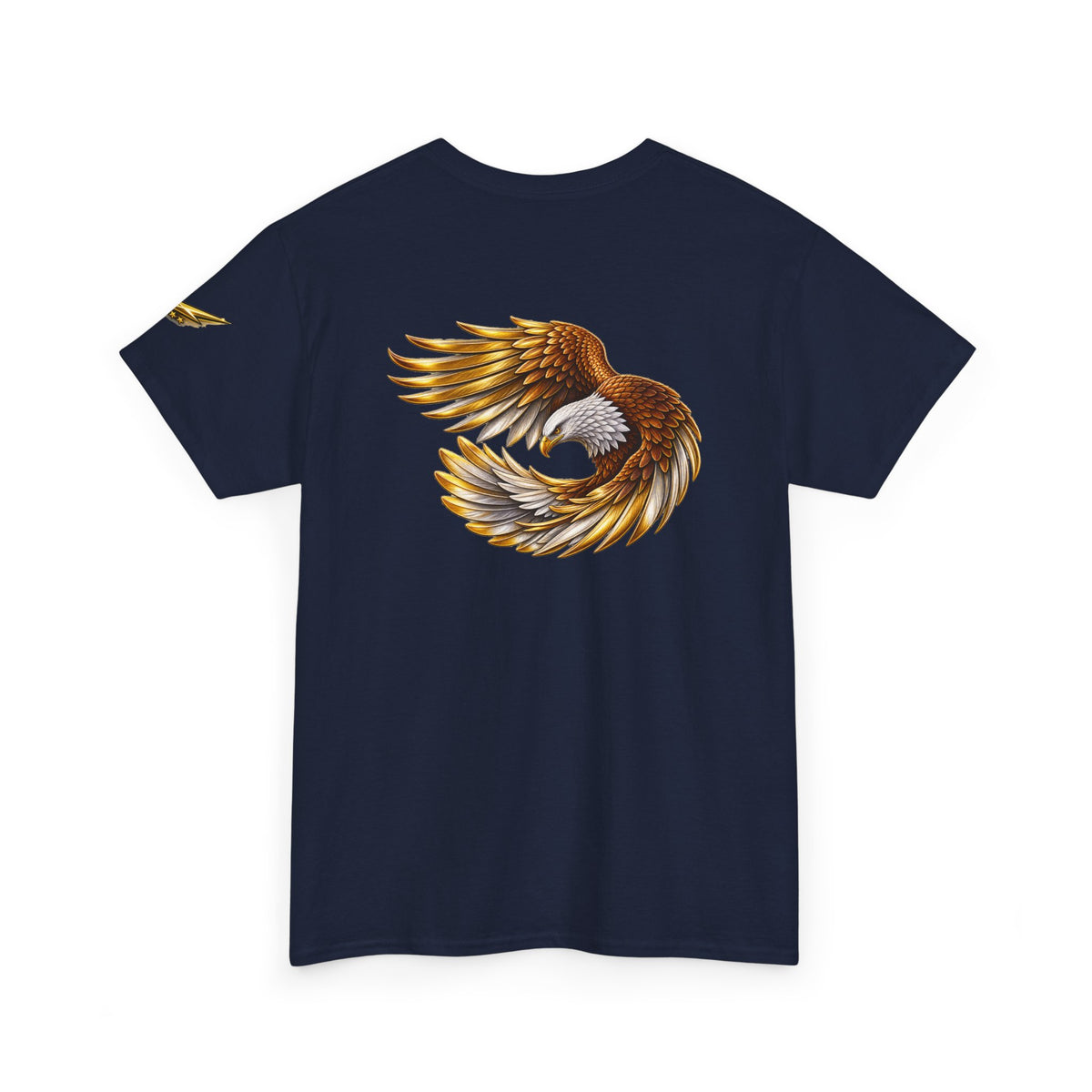 Eagle Wings Graphic Tee — Golden Flying Eagle Back Print