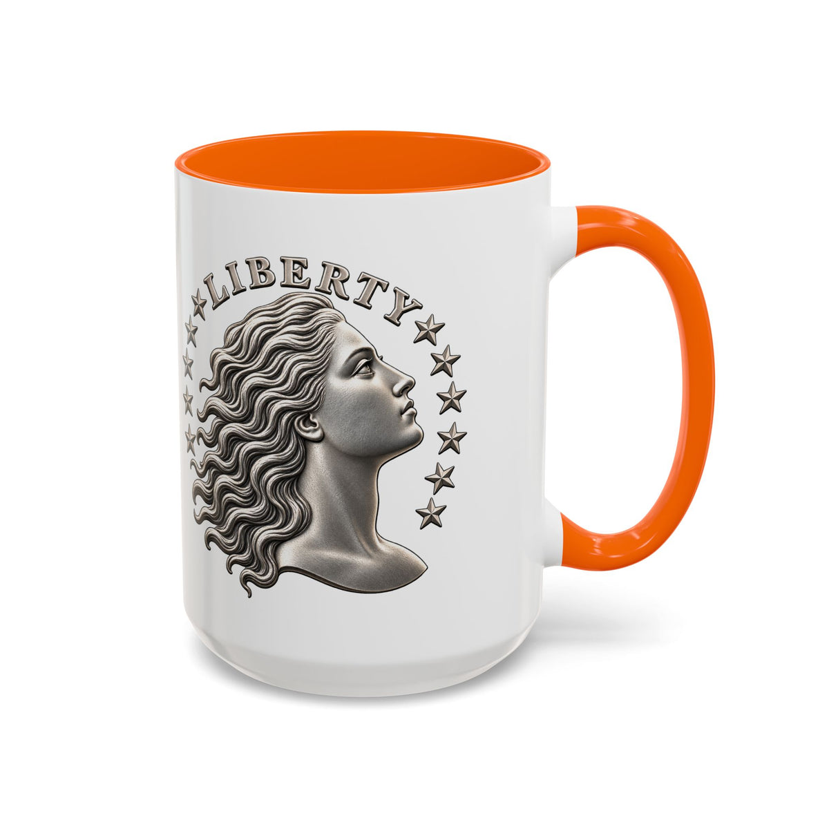 Liberty Coin Accent Coffee Mug — Vintage Lady Head Design (11/15 oz)