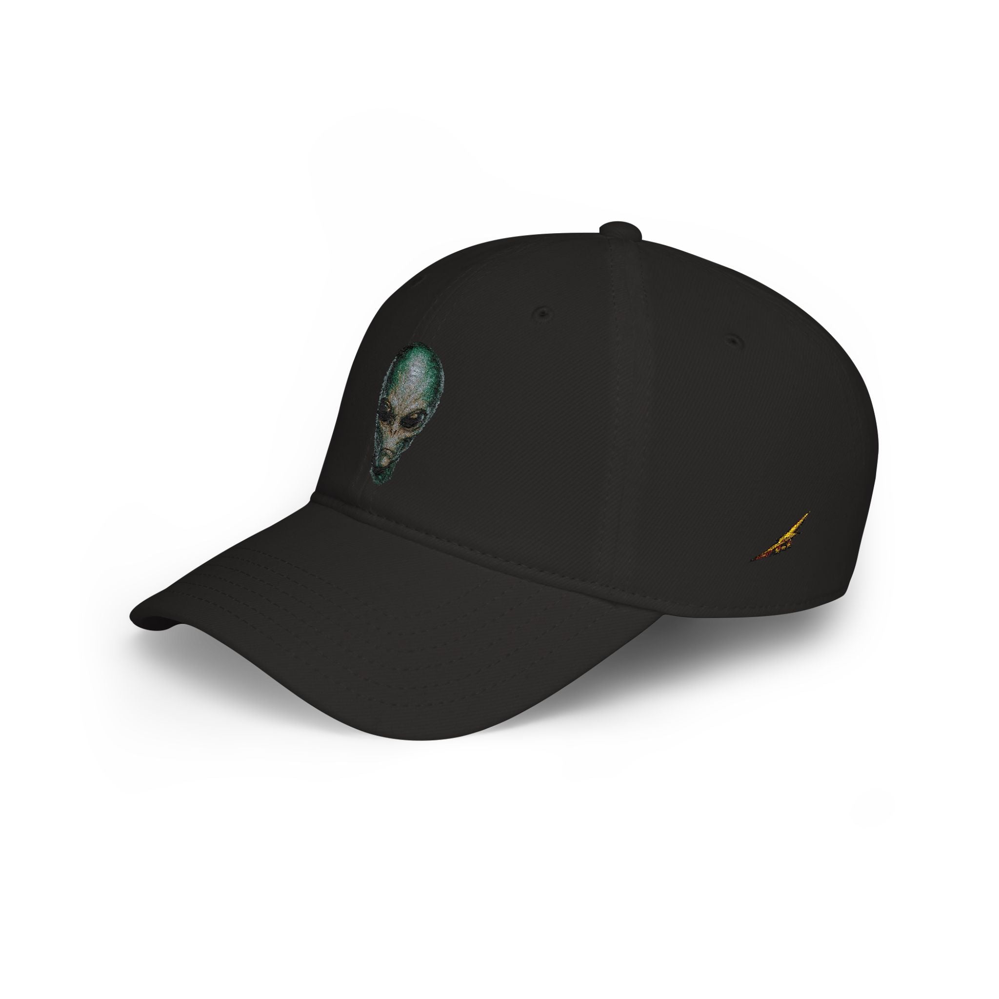 Alien Skull Red Baseball Cap — Retro Space Graphic Low Profile Hat