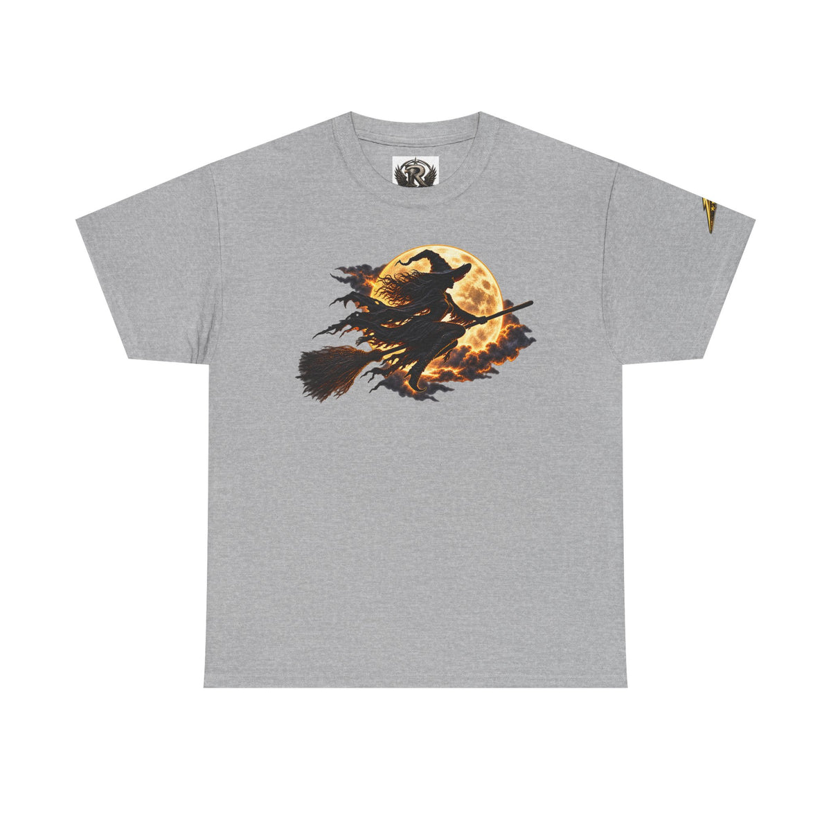 Witch Flight T‑Shirt — Vintage Moon & Broomstick Halloween Tee