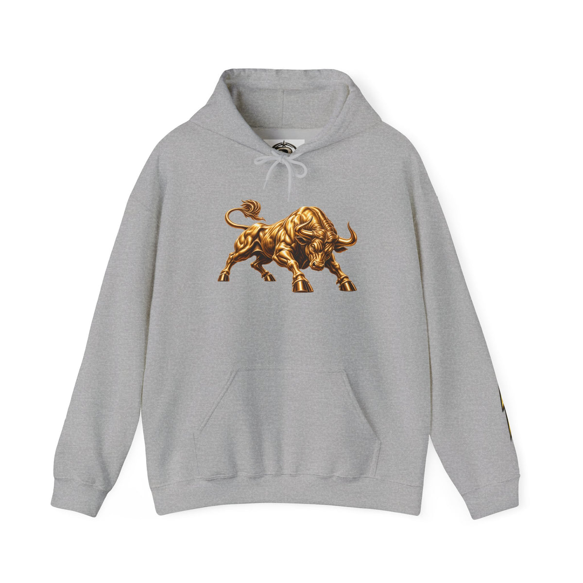 Gold Bull Hoodie — Metallic Charging Bull Graphic Hoody