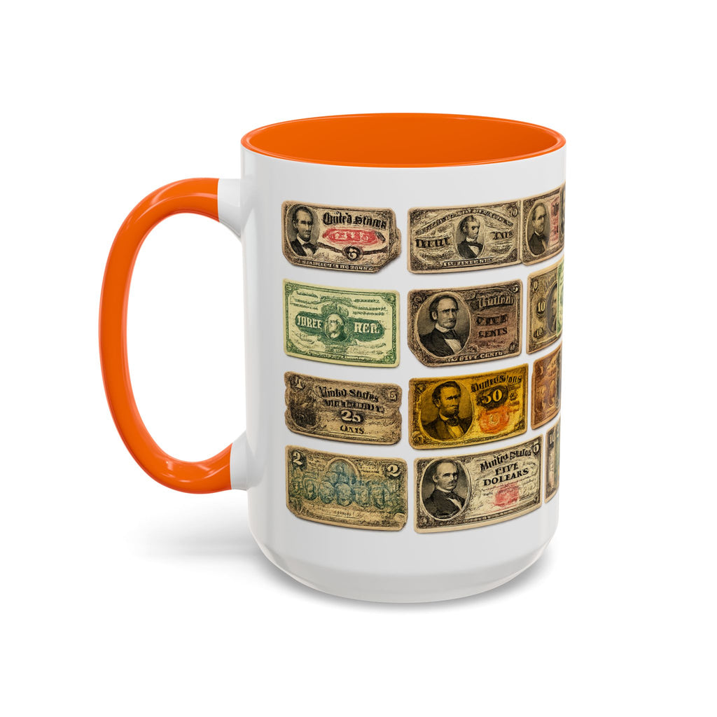 Vintage US Fractional Currency Coffee Mug – Retro Banknote Accent Mug (11/15 oz)
