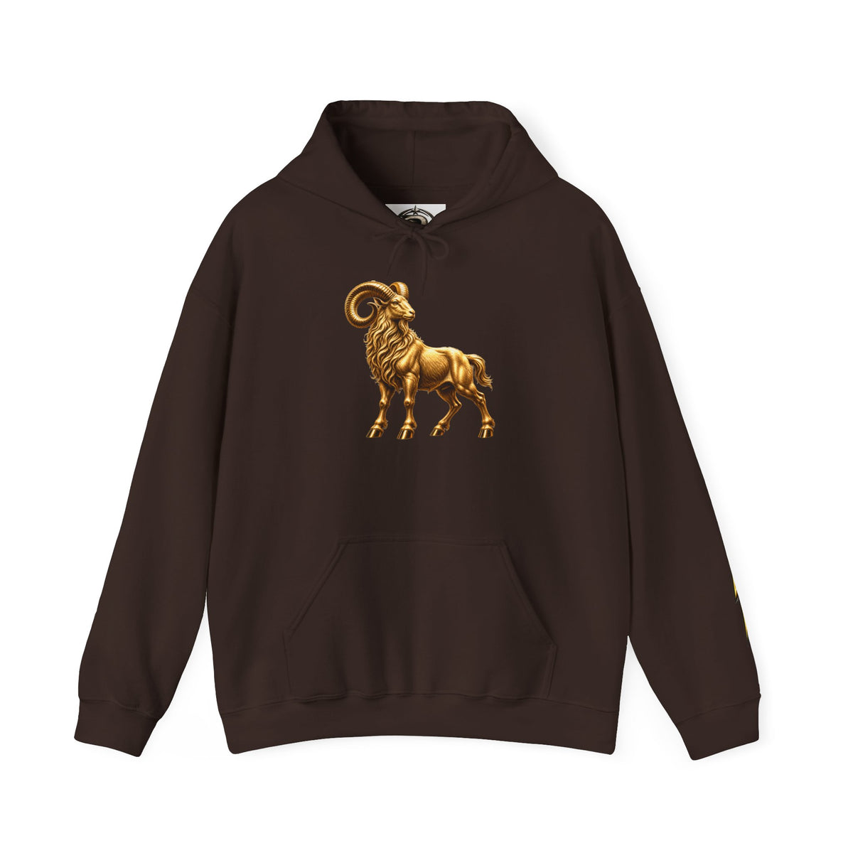 Capricorn Zodiac Hoodie — Gold Ram Graphic Hoodie