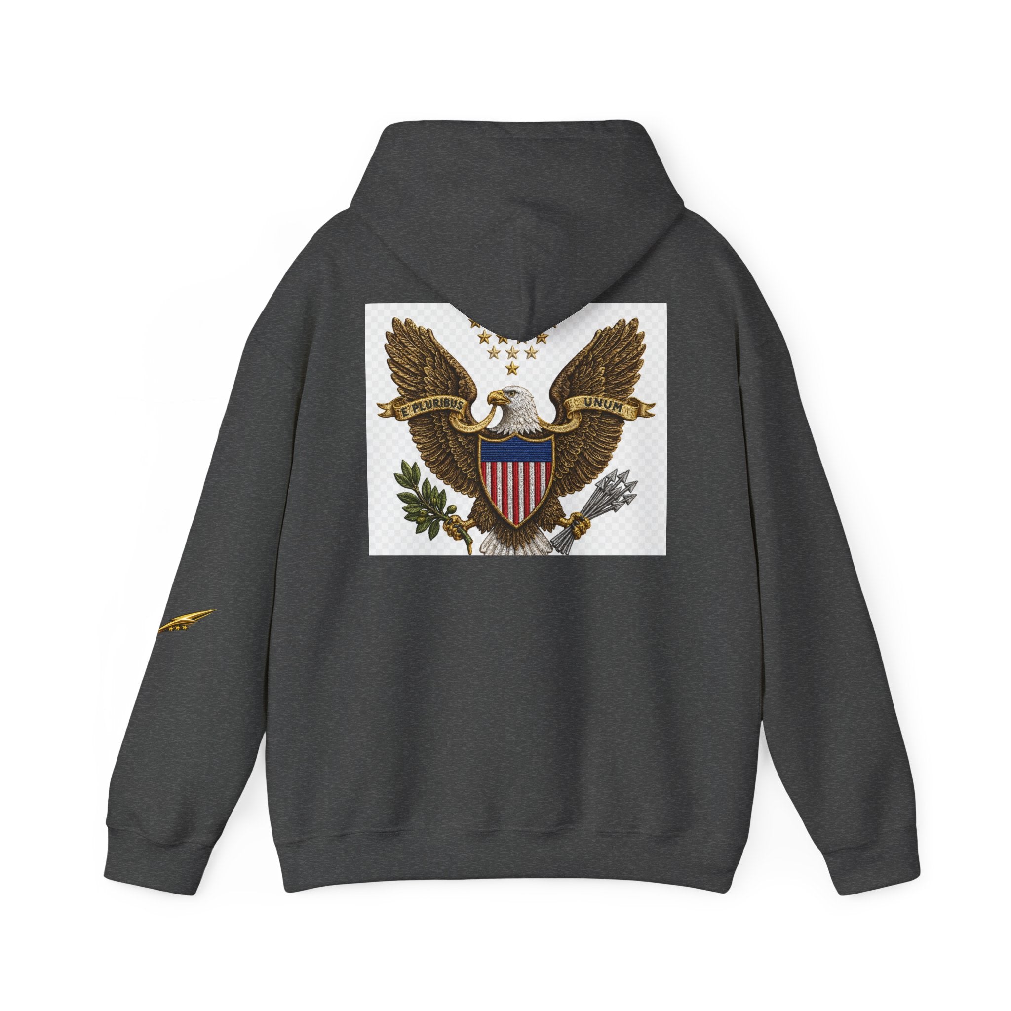 Eagle Emblem Hoodie — Vintage American Shield Graphic Hooded Sweatshirt