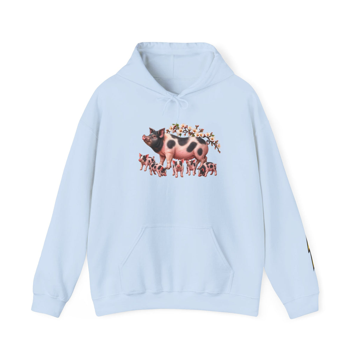 Pig Family Hoodie — Whimsical Mother Pig & Piglets Graphic Sweatshirt