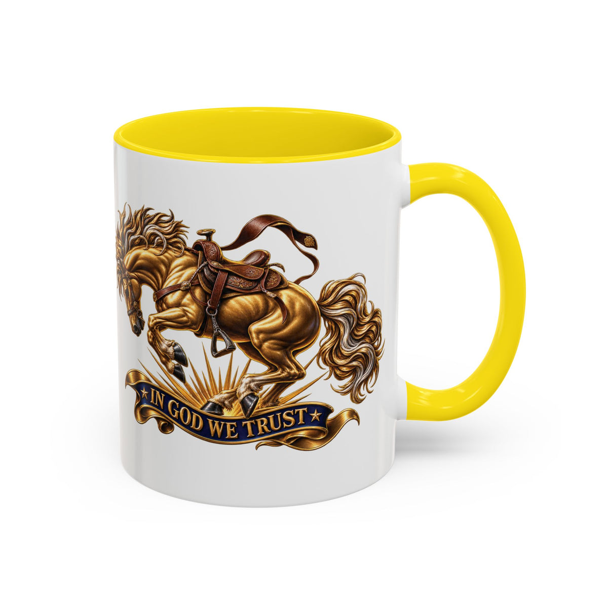 In God We Trust Golden Horse Accent Coffee Mug