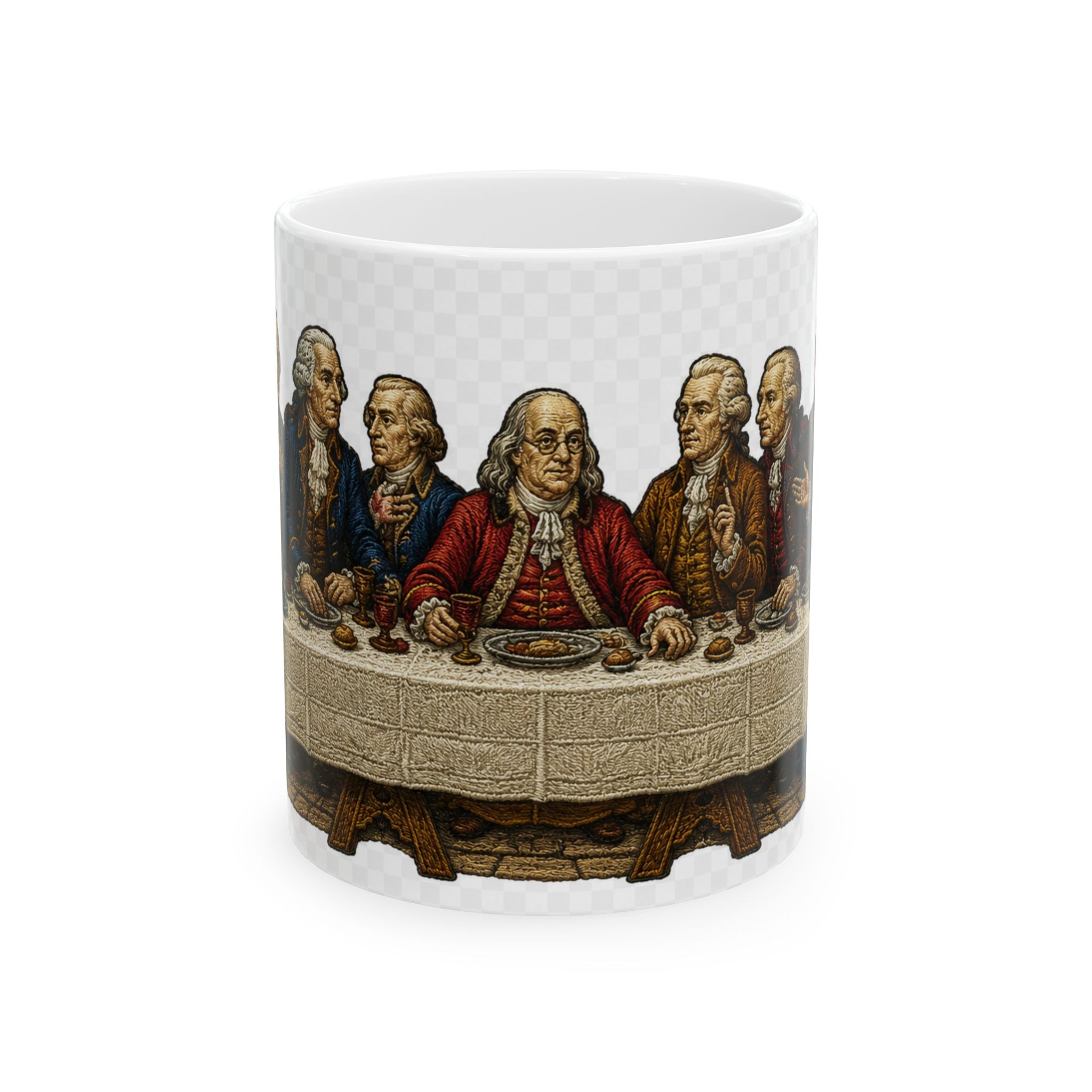 Founding Fathers Dinner Ceramic Mug – Historical Patriotic Coffee Cup (11oz/15oz)