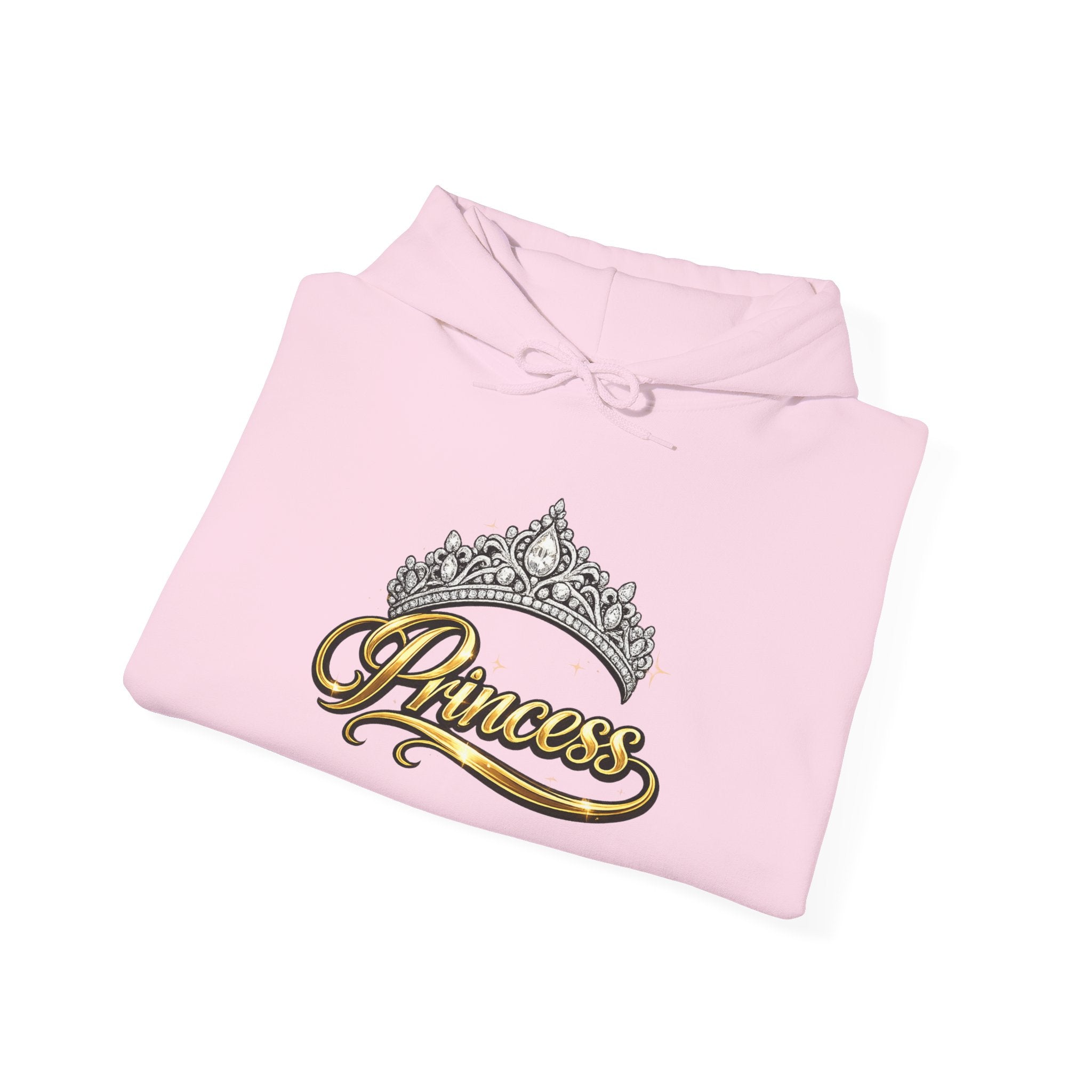 Princess Tiara Hoodie — Gold Script Crown Sweatshirt