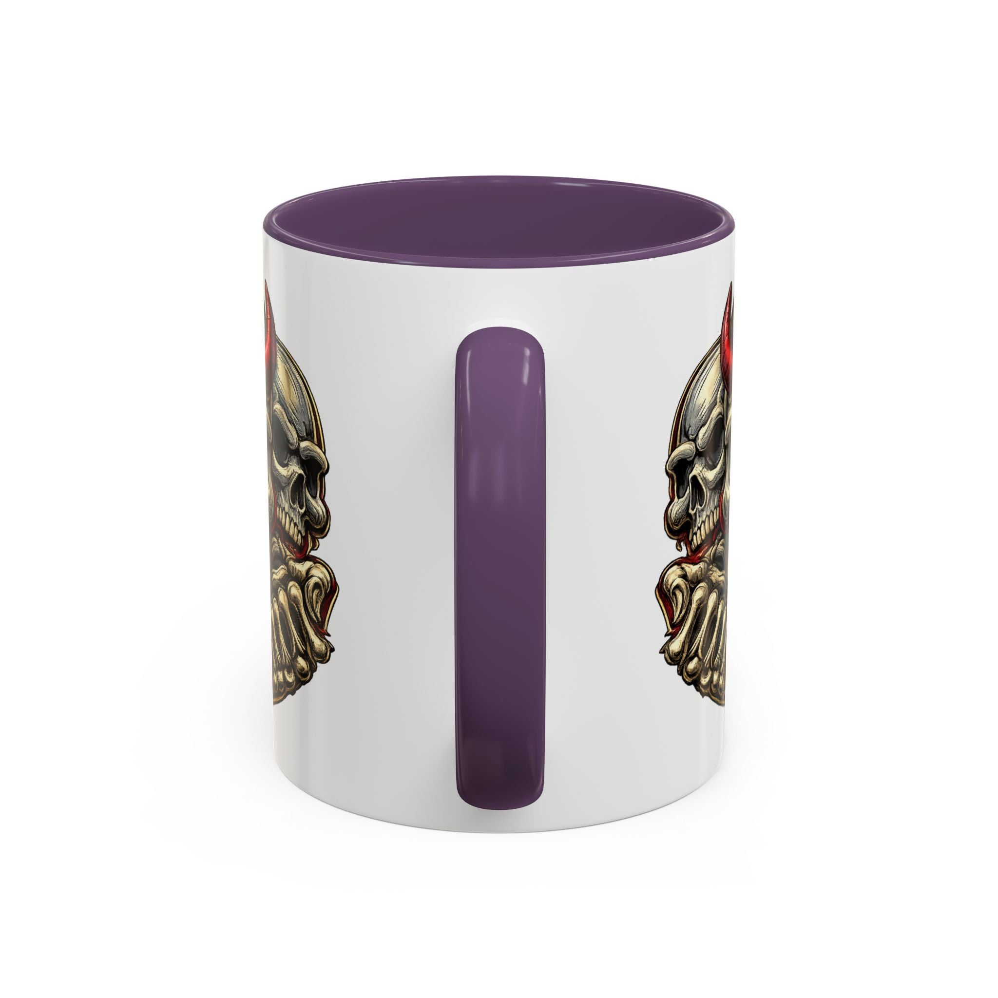 Devil Skull Accent Coffee Mug – Gothic Demon Skull Design (11/15 oz)
