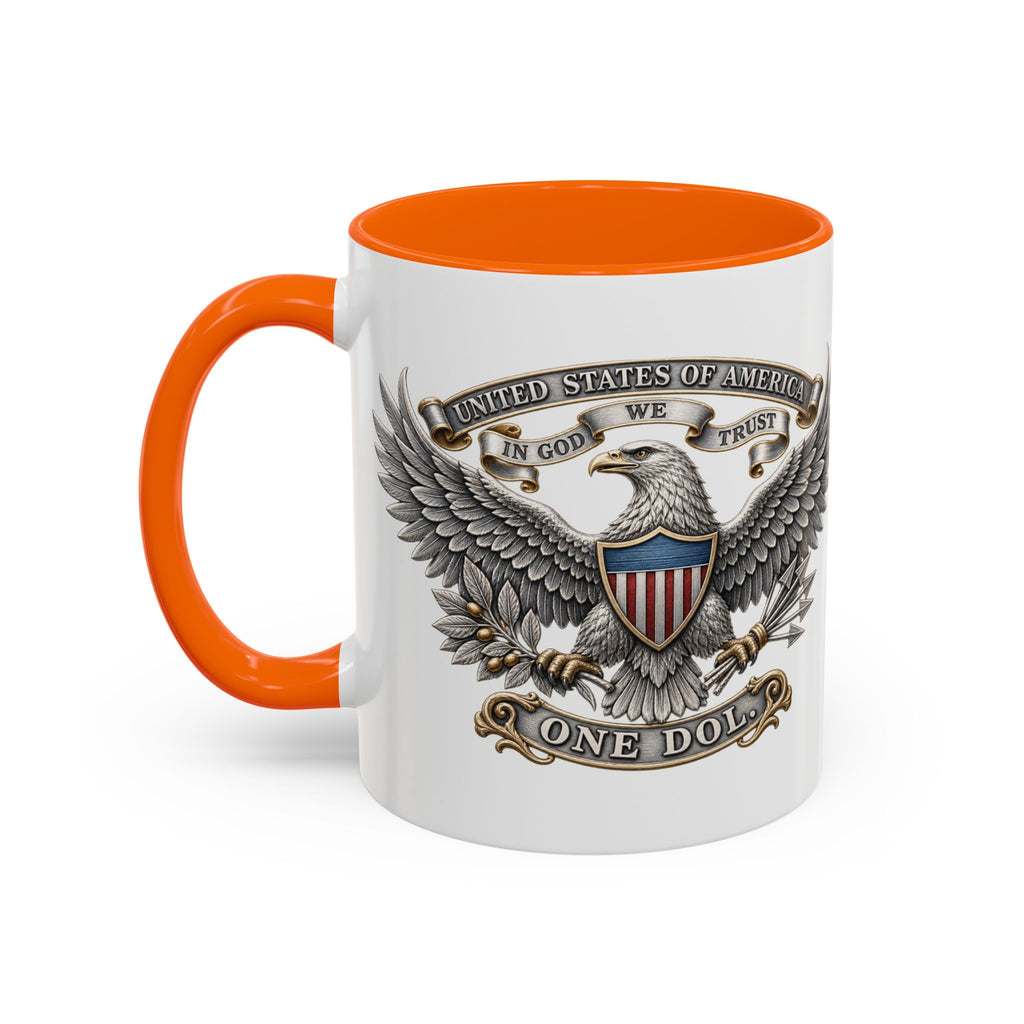 Eagle Shield Accent Coffee Mug — Patriotic "In God We Trust" Design