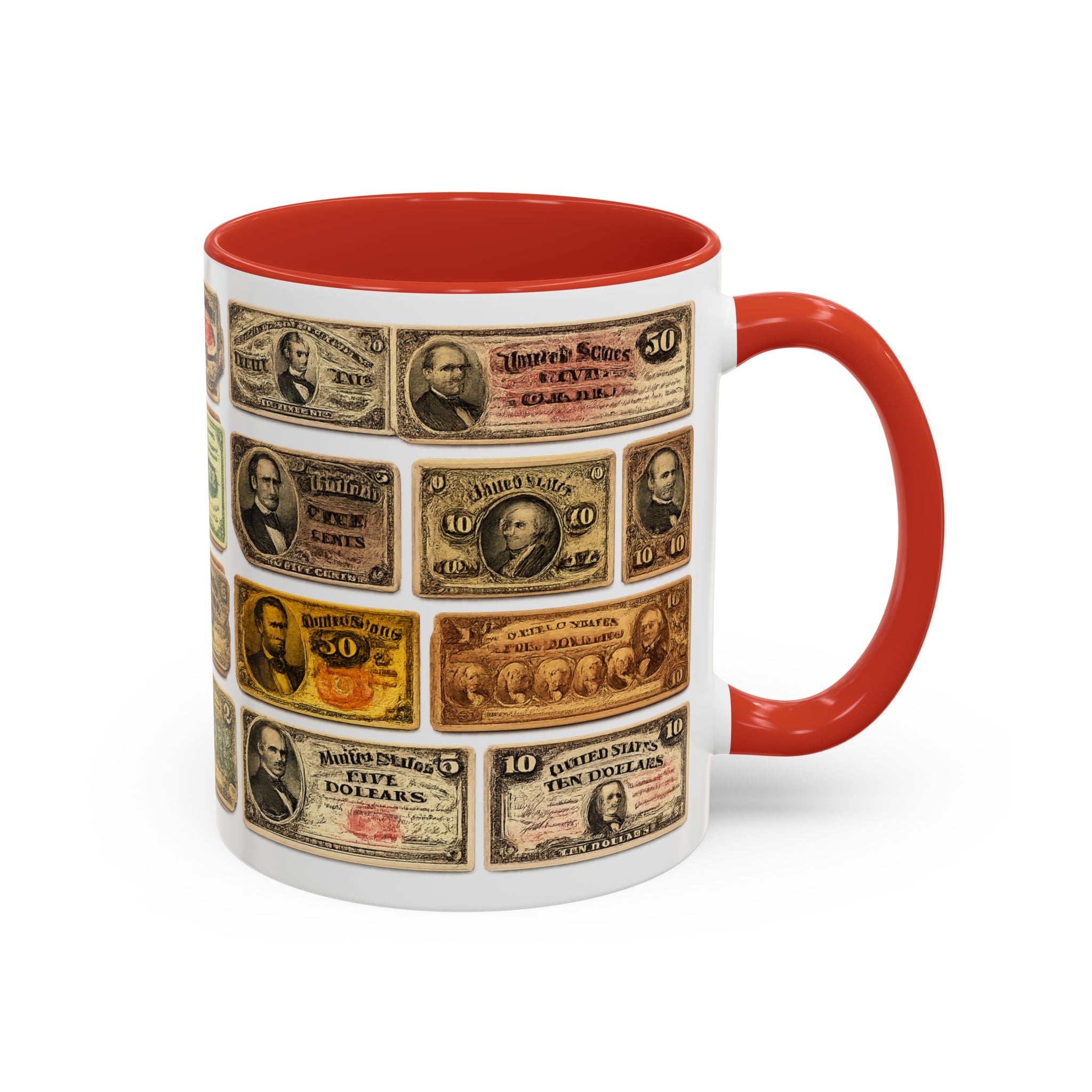 Vintage US Fractional Currency Coffee Mug – Retro Banknote Accent Mug (11/15 oz)