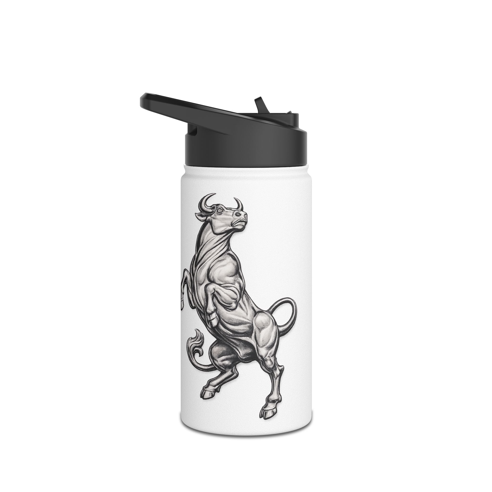 Stainless Steel Water Bottle — Vintage Bull Illustration, Durable Insulated Bottle