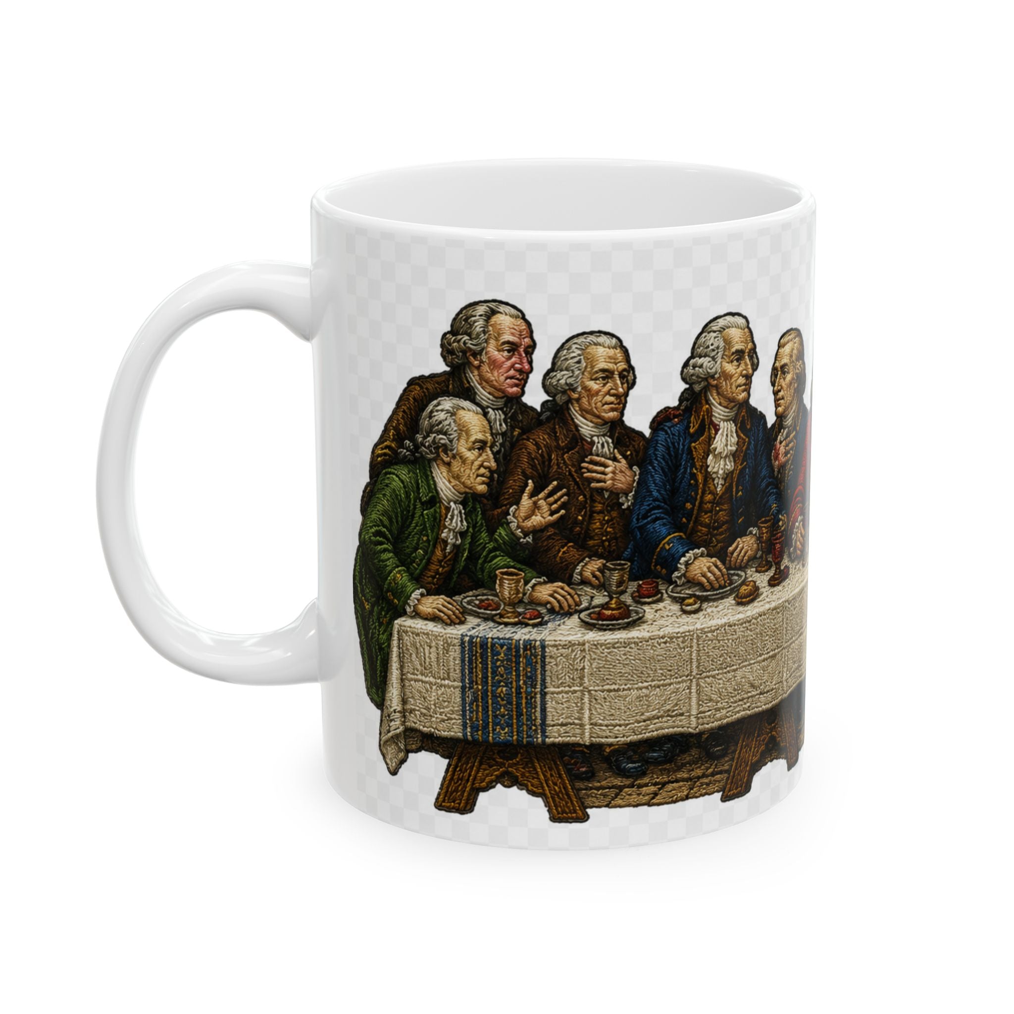 Founding Fathers Dinner Ceramic Mug – Historical Patriotic Coffee Cup (11oz/15oz)