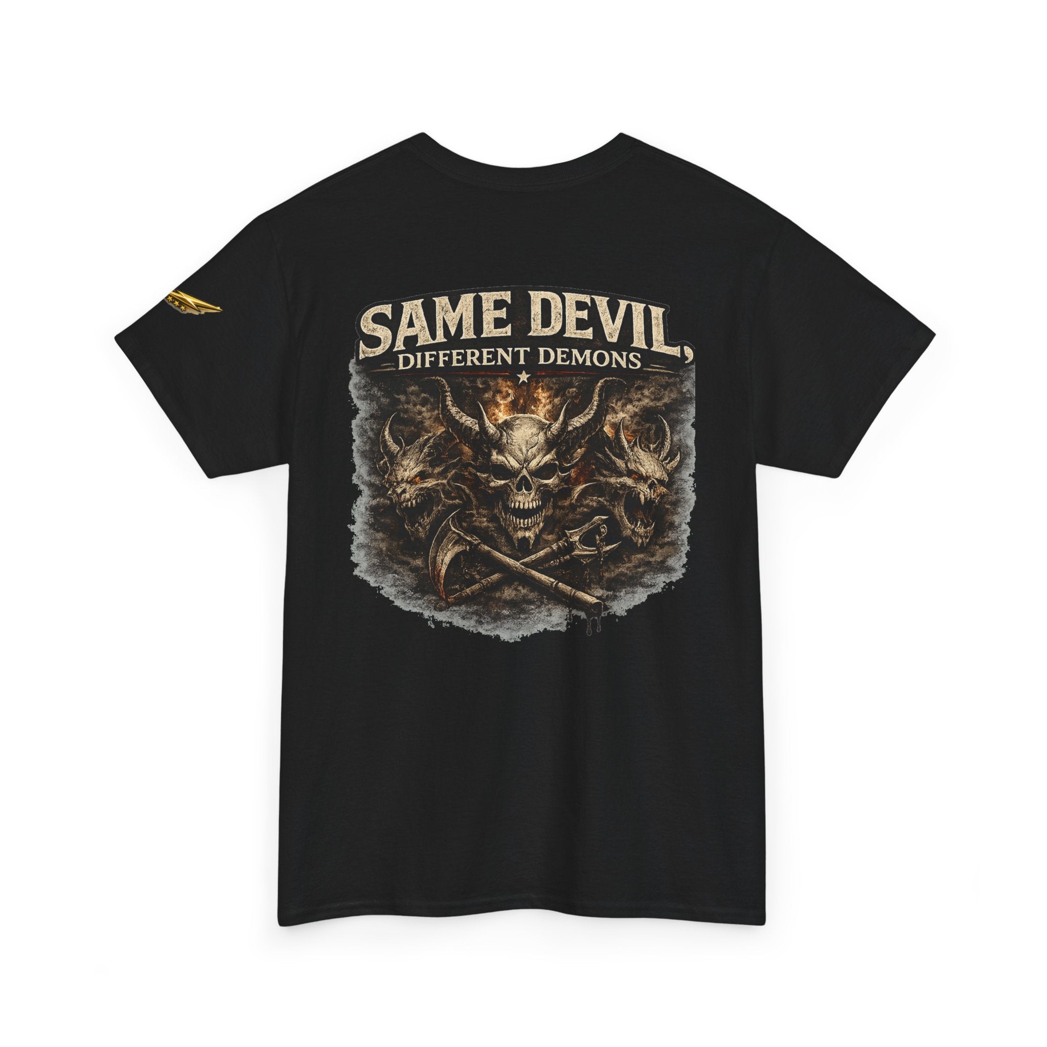 Same Devil Graphic Tee — "Same Devil Different Demons" Skull Back Print
