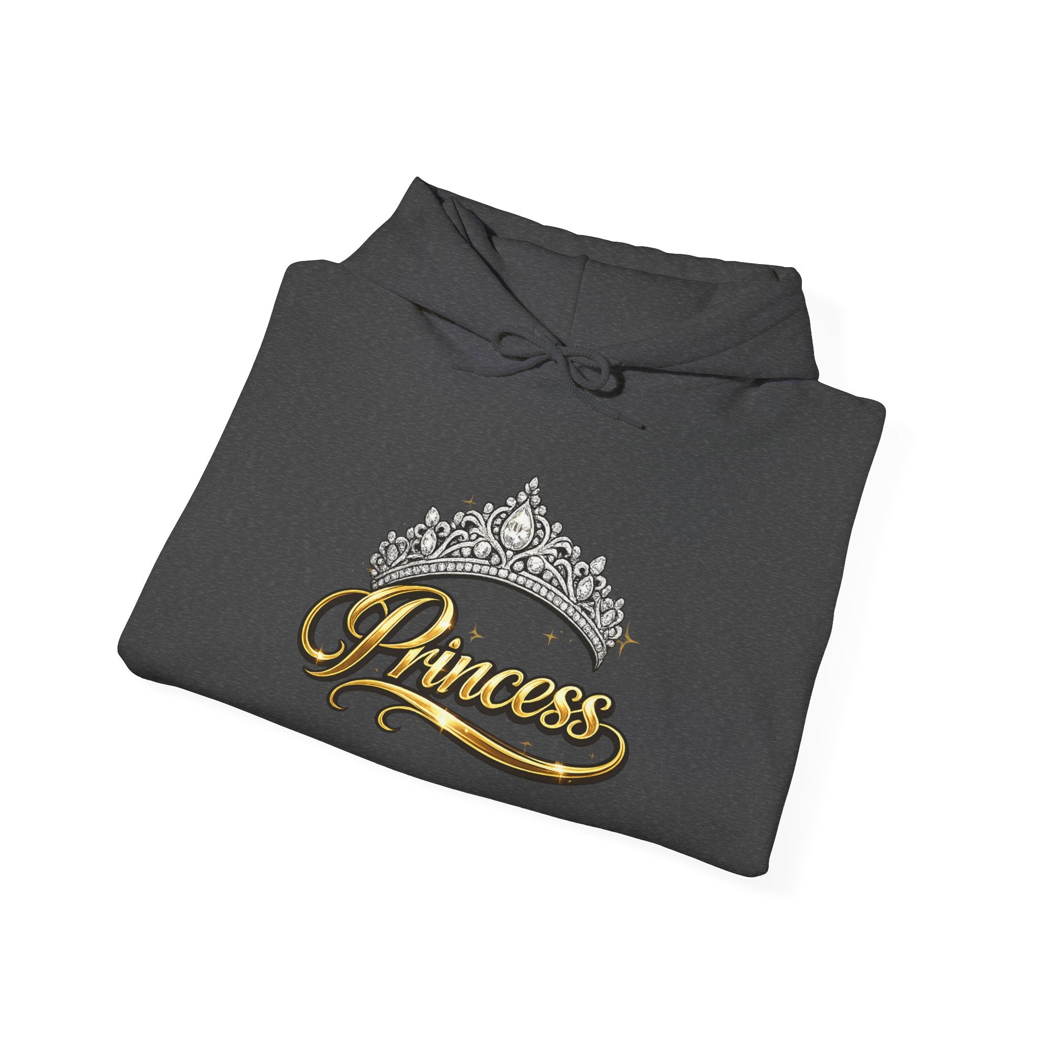 Princess Tiara Hoodie — Gold Script Crown Sweatshirt