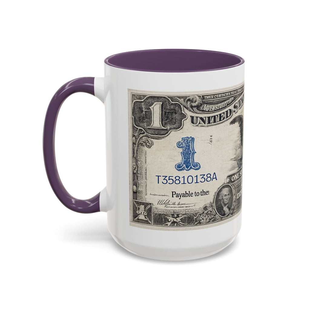 Dollar Bill Accent Coffee Mug — Vintage US Currency Design (11/15oz)