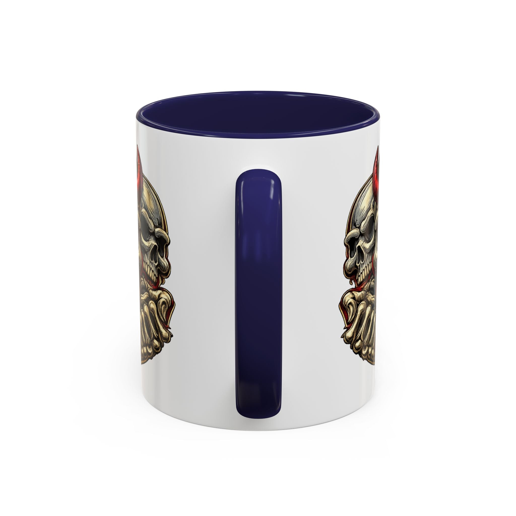 Devil Skull Accent Coffee Mug – Gothic Demon Skull Design (11/15 oz)