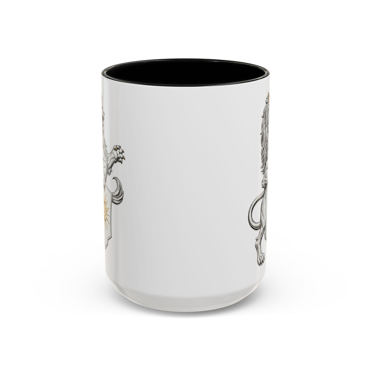 Royal Lion Crest Coffee Mug — Heraldic Crowned Lion Design (11/15oz)