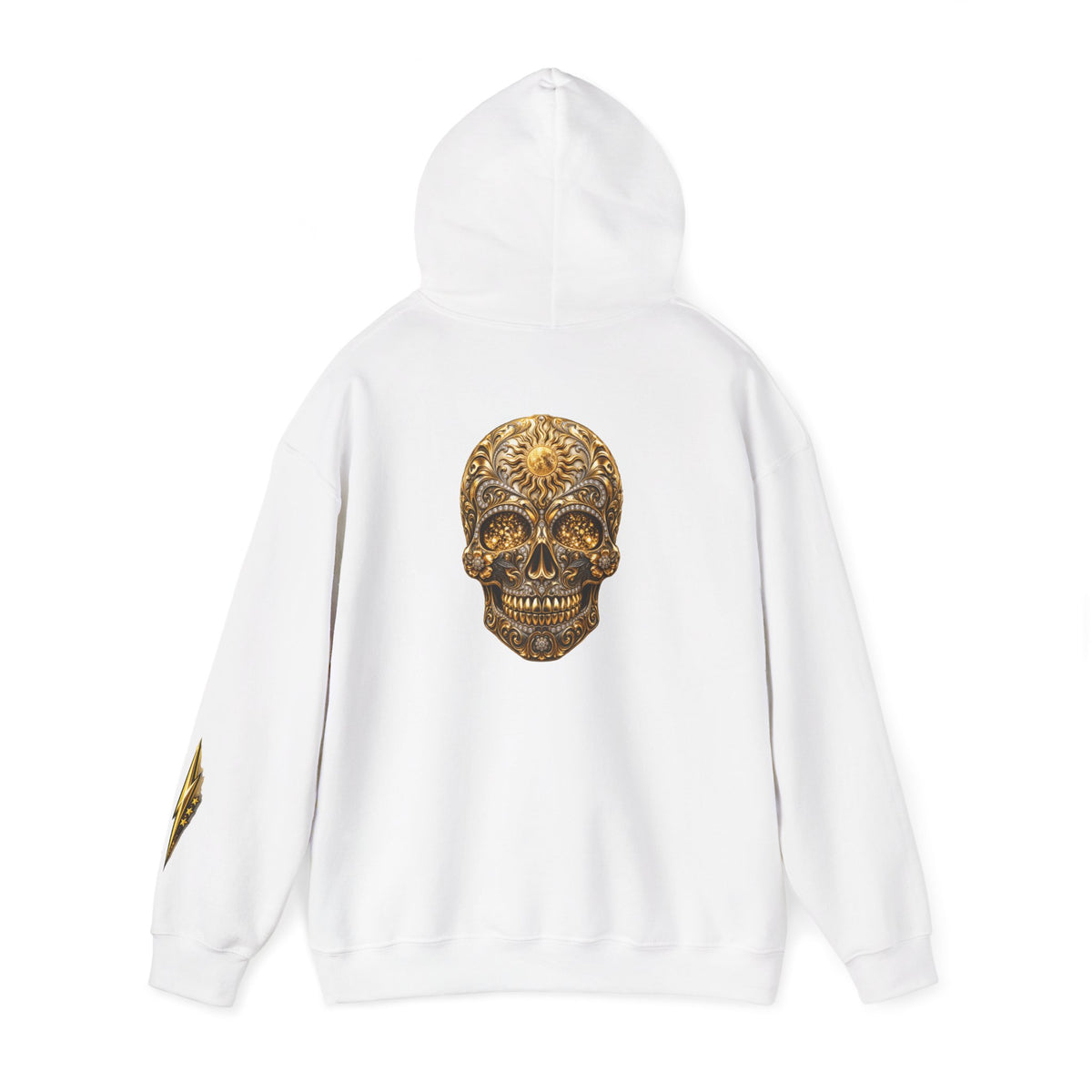 Gold Ornamental Skull Hoodie — Day of the Dead Sugar Skull Pullover