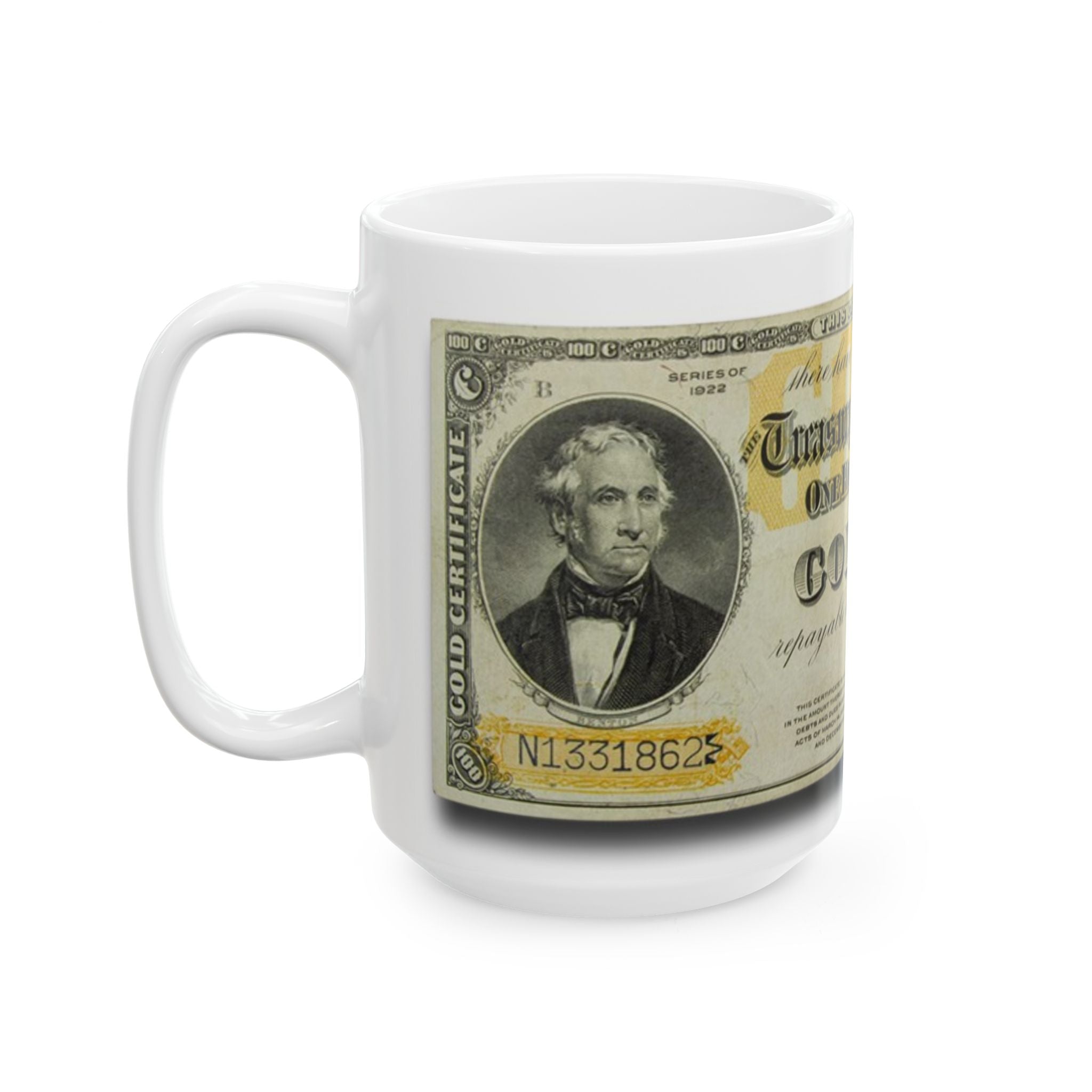 Gold Coin Vintage 1922 Gold Certificate Ceramic Mug — Retro Banknote Coffee Cup (11oz/15oz)