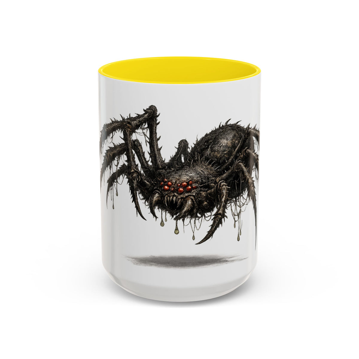 Spider Horror Accent Coffee Mug — Creepy Red-Eyed Arachnid Design (11/15oz)