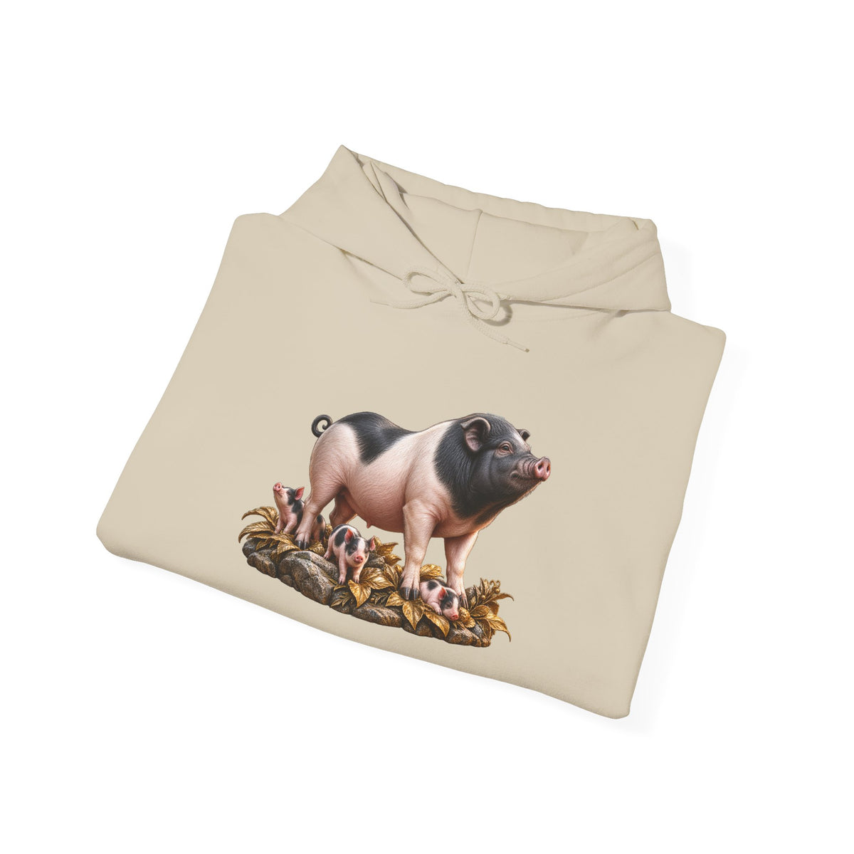 Pig Illustration Hoodie – Farmyard Black & Pink Pig Graphic Pullover