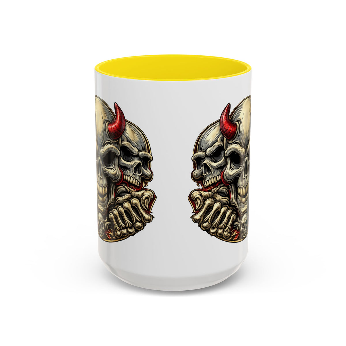 Devil Skull Accent Coffee Mug – Gothic Demon Skull Design (11/15 oz)