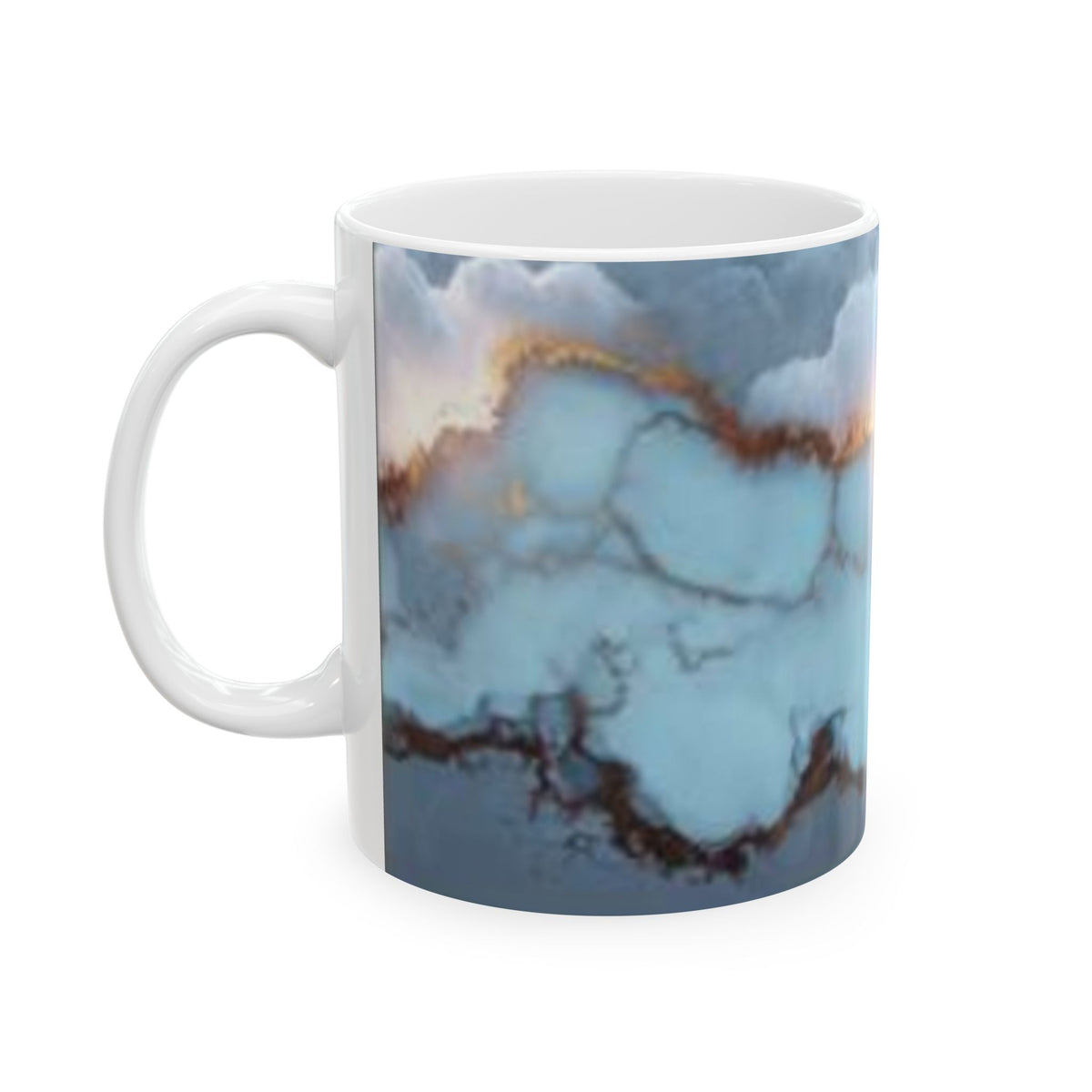 Blue Marble Ceramic Mug — Gold Vein Agate Design (11oz, 15oz)