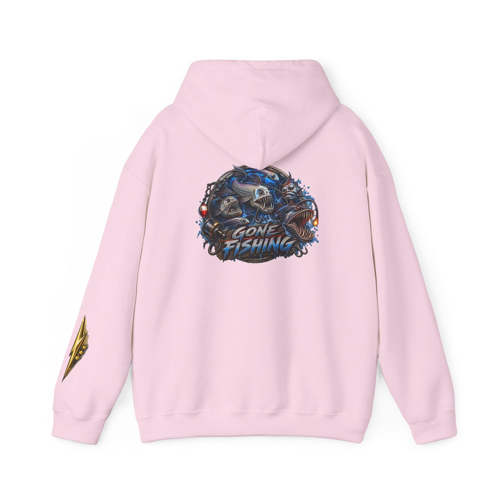 Fishing Skull Hoodie — "Gone Fishing" Graphic Pullover for Anglers