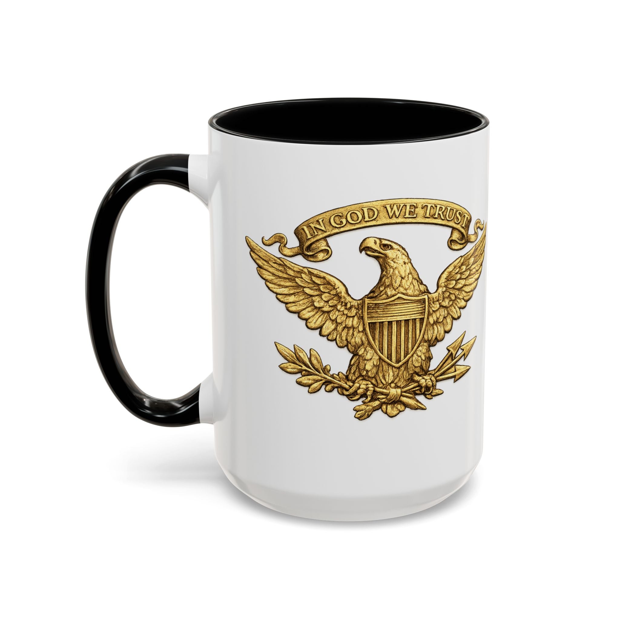 Gold Eagle 'In God We Trust' Accent Coffee Mug — Patriotic 11/15oz