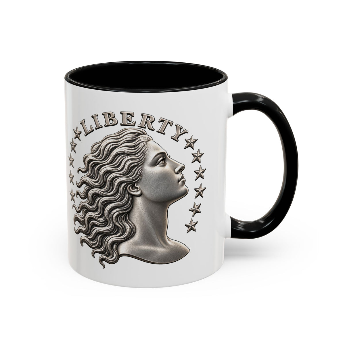 Liberty Coin Accent Coffee Mug — Vintage Lady Head Design (11/15 oz)