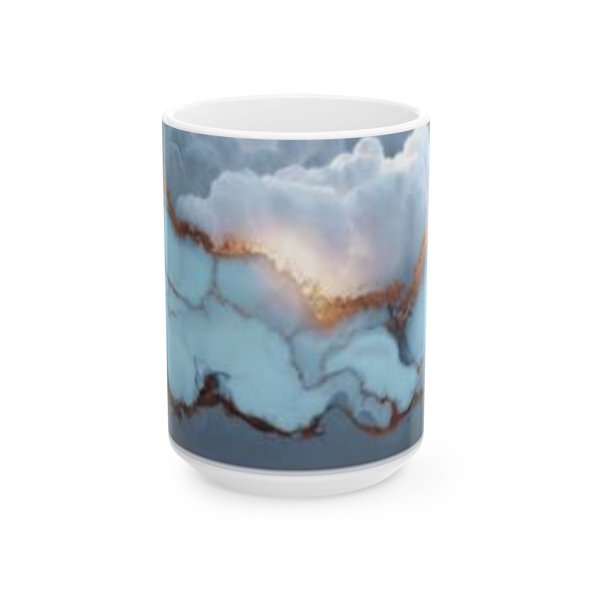 Blue Marble Ceramic Mug — Gold Vein Agate Design (11oz, 15oz)