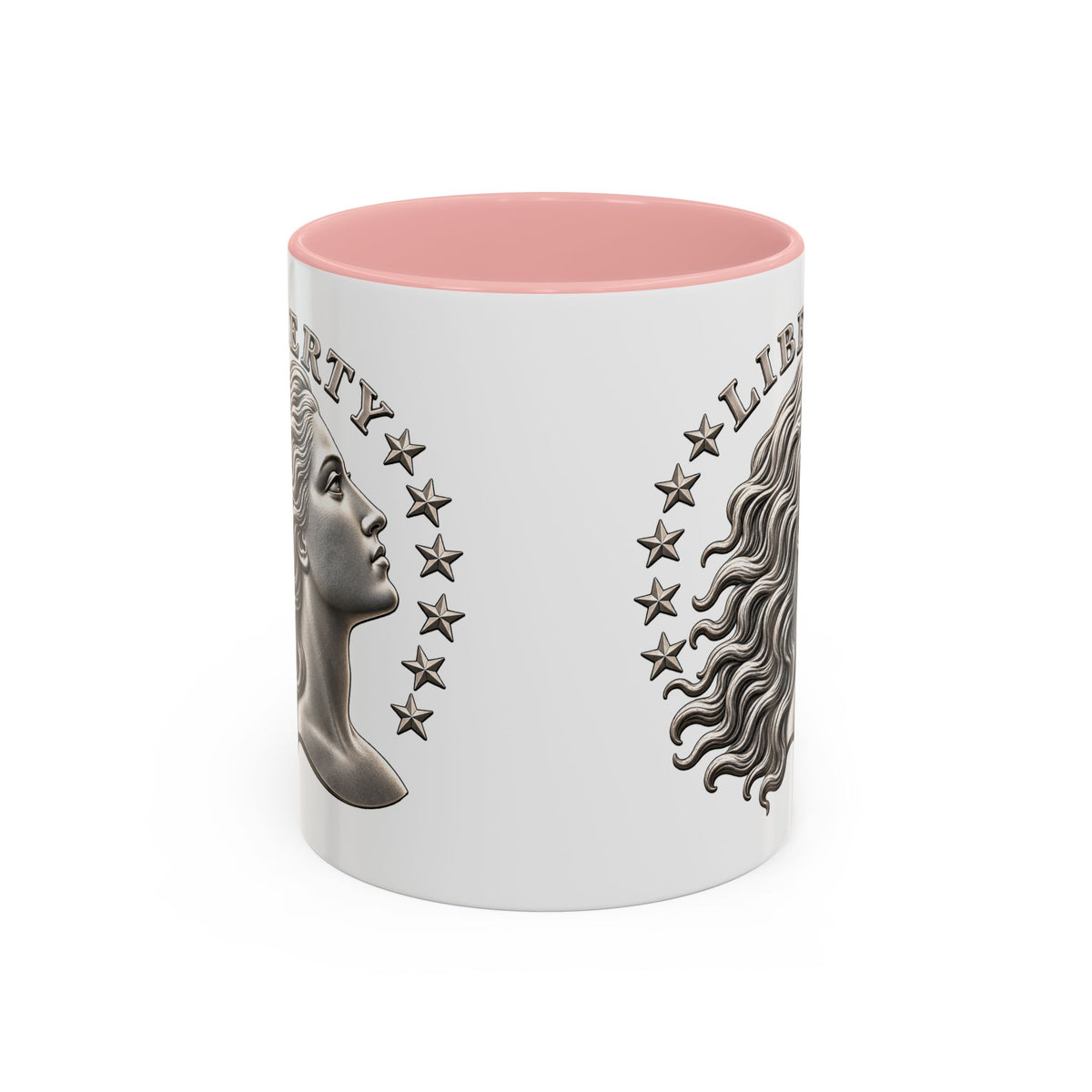 Liberty Coin Accent Coffee Mug — Vintage Lady Head Design (11/15 oz)