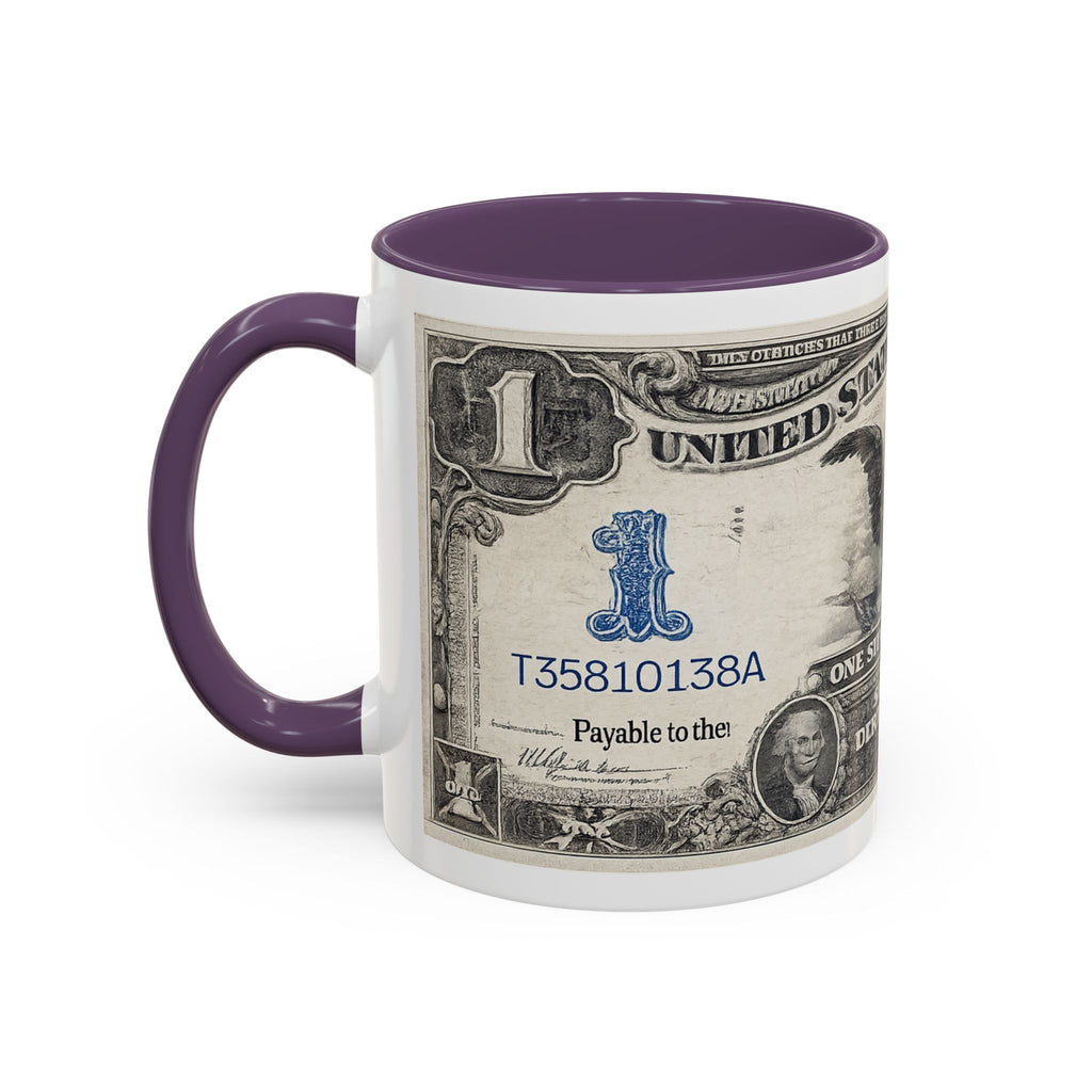 Dollar Bill Accent Coffee Mug — Vintage US Currency Design (11/15oz)