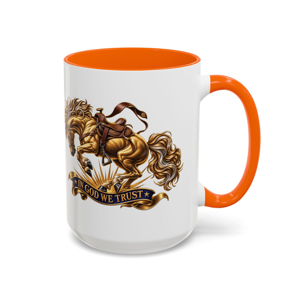 In God We Trust Golden Horse Accent Coffee Mug