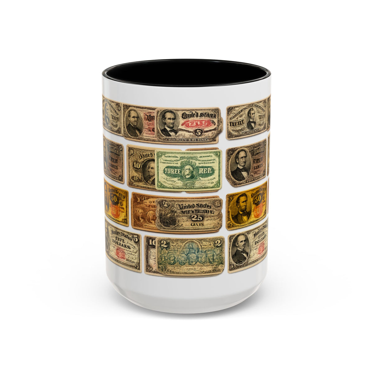 Vintage US Fractional Currency Coffee Mug – Retro Banknote Accent Mug (11/15 oz)