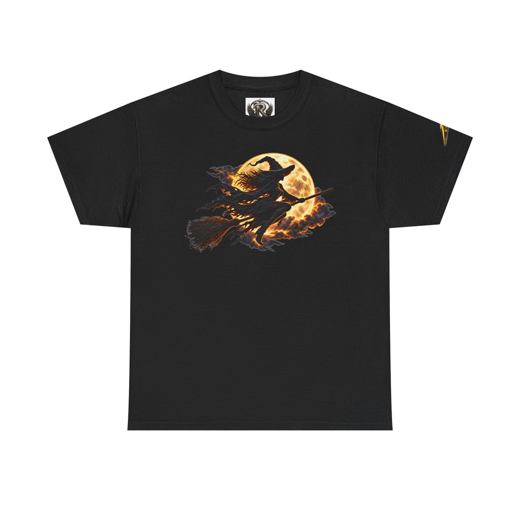 Witch Flight T‑Shirt — Vintage Moon & Broomstick Halloween Tee
