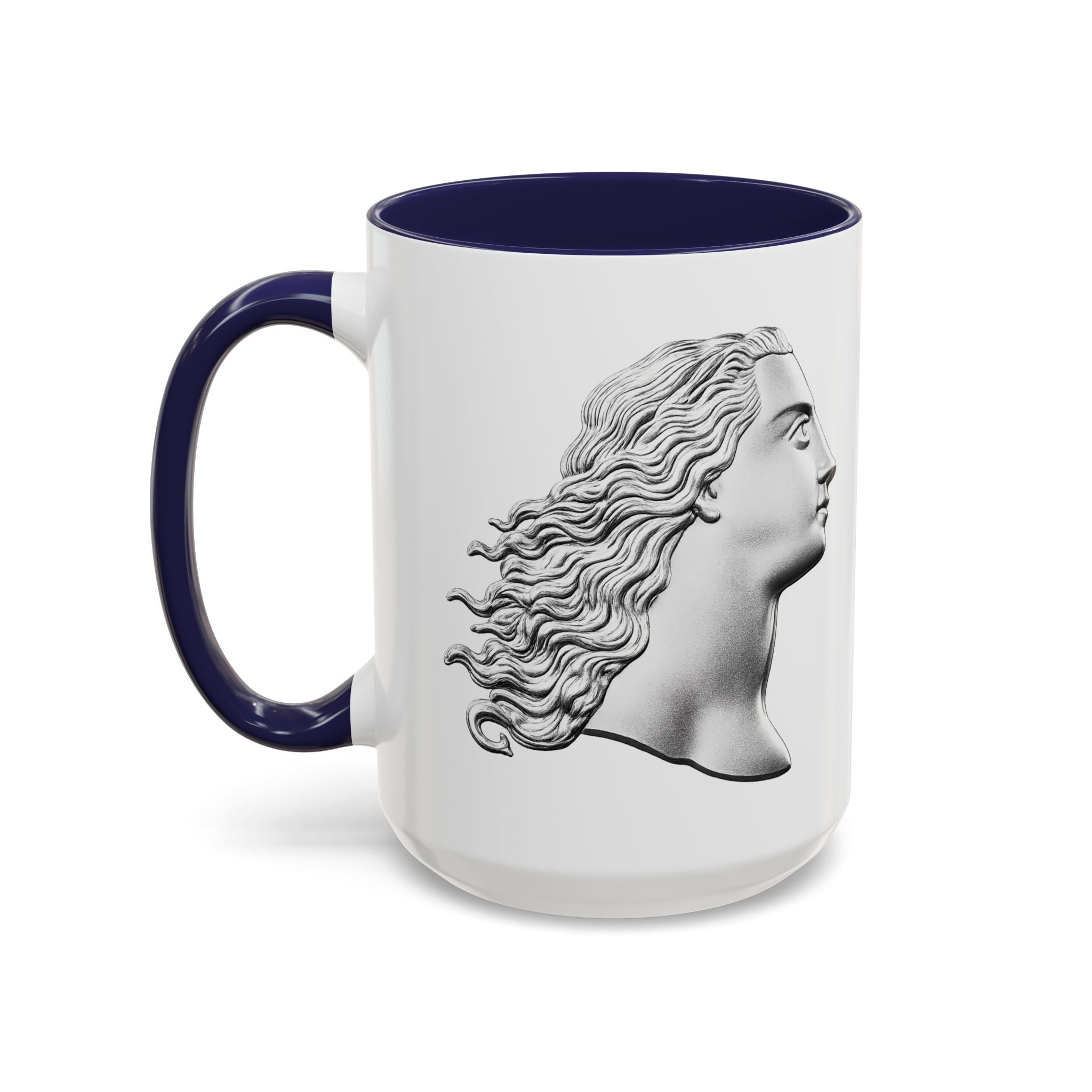 Classical Profile Accent Coffee Mug — Greek Goddess Bust Design (11/15oz)