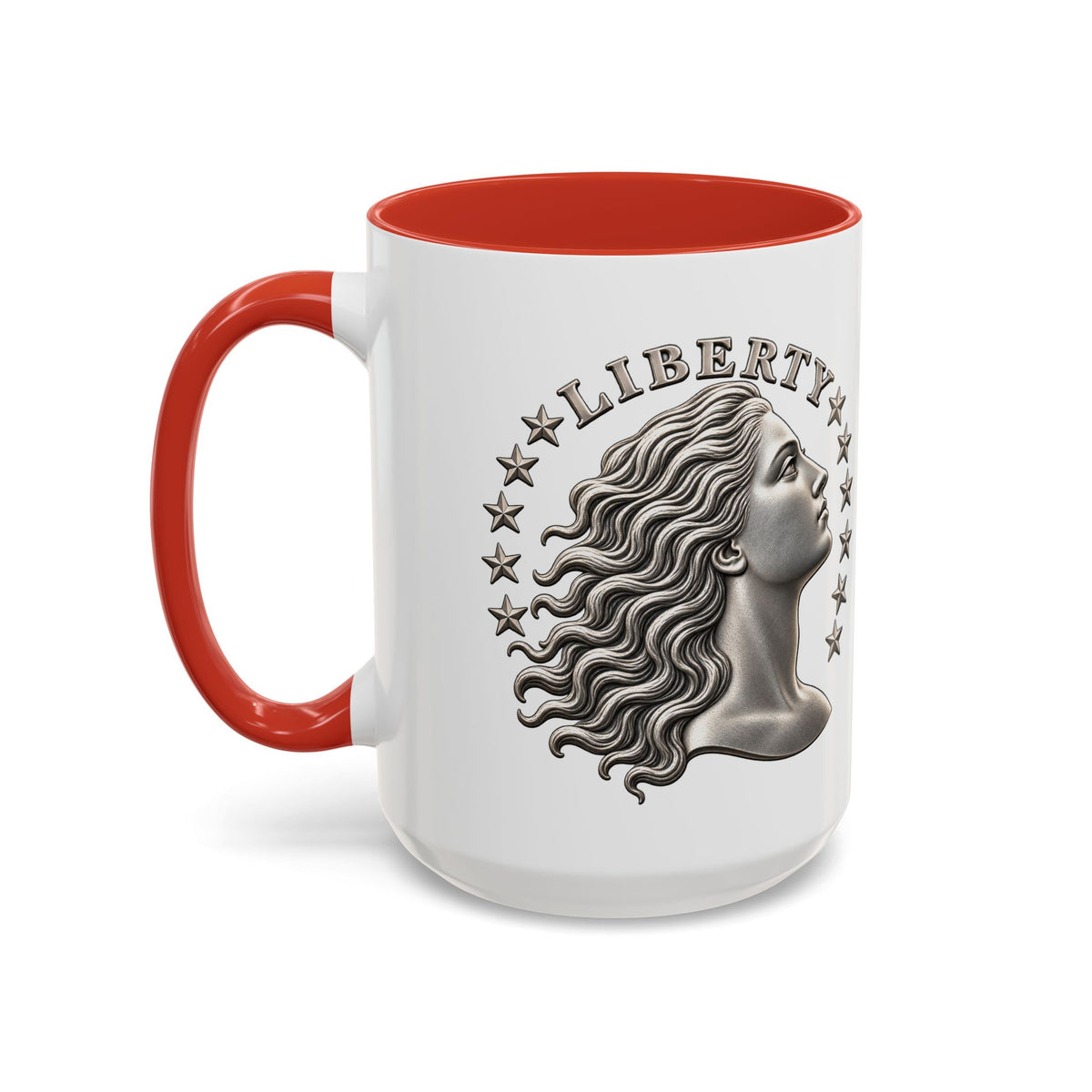 Liberty Coin Accent Coffee Mug — Vintage Lady Head Design (11/15 oz)