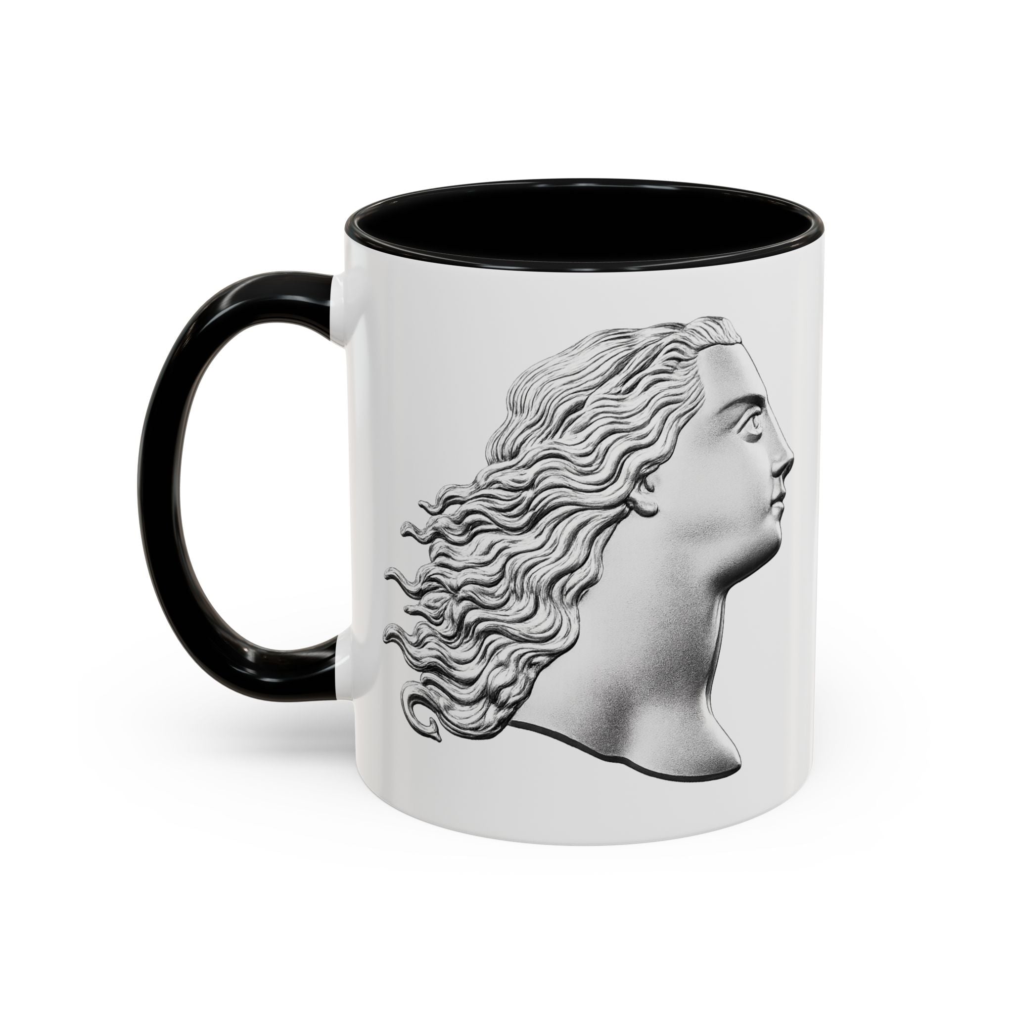 Classical Profile Accent Coffee Mug — Greek Goddess Bust Design (11/15oz)