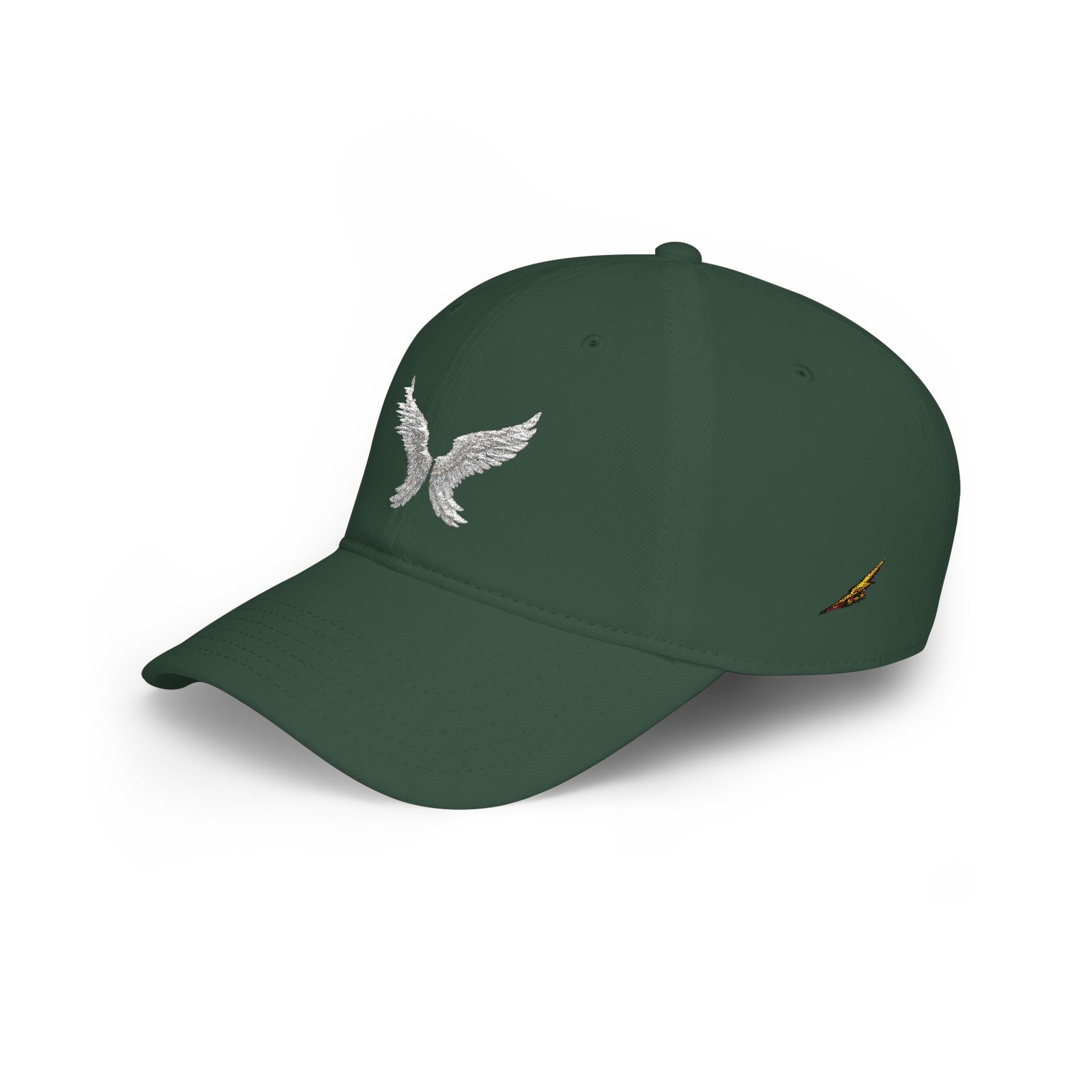 Silver Angel Wings Embroidery — Low Profile Baseball Cap