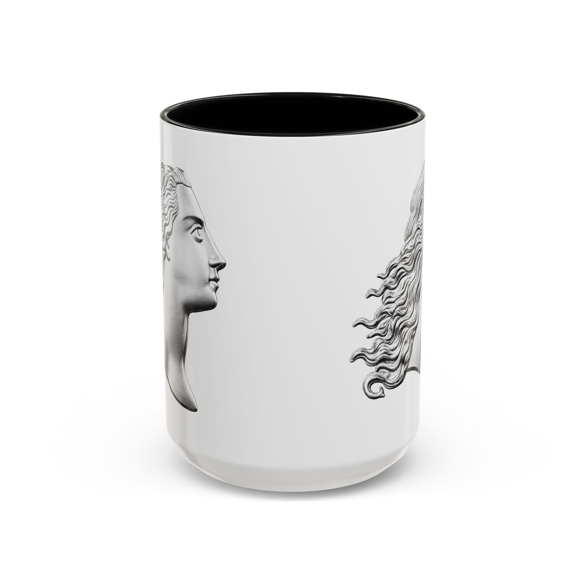 Classical Profile Accent Coffee Mug — Greek Goddess Bust Design (11/15oz)